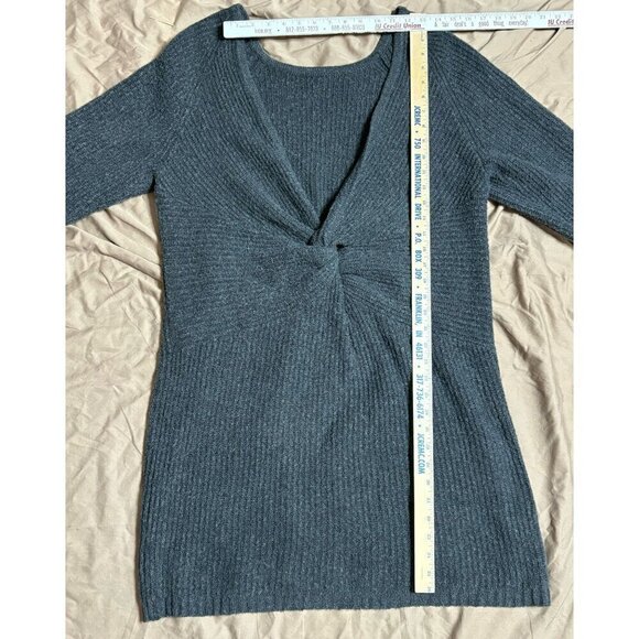 Aerie Twist Back Gray Ribbed Knit Sweater Dress Plus Size XXL Cotton Blend Soft - Picture 2 of 9